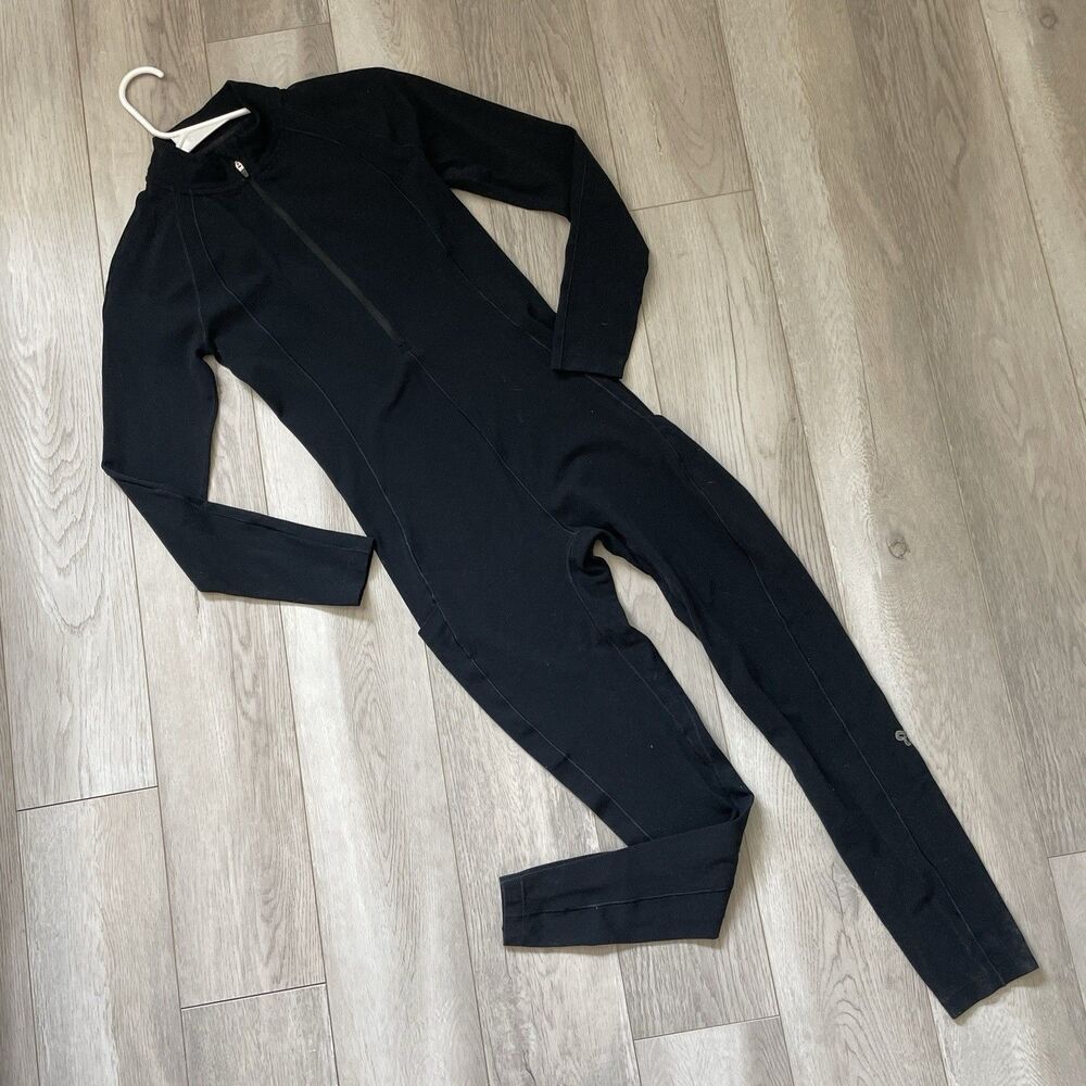 TNA Hero Jumpsuit long sleeve zip up mockneck womens Black (small) athleisure